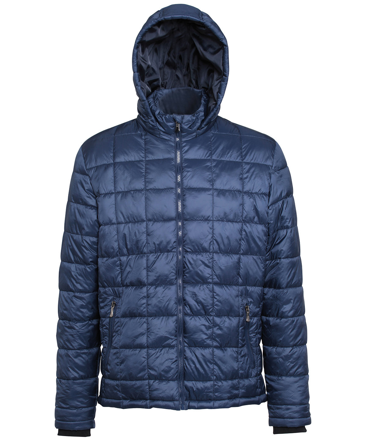 Box Quilt Hooded Jacket - Navy
