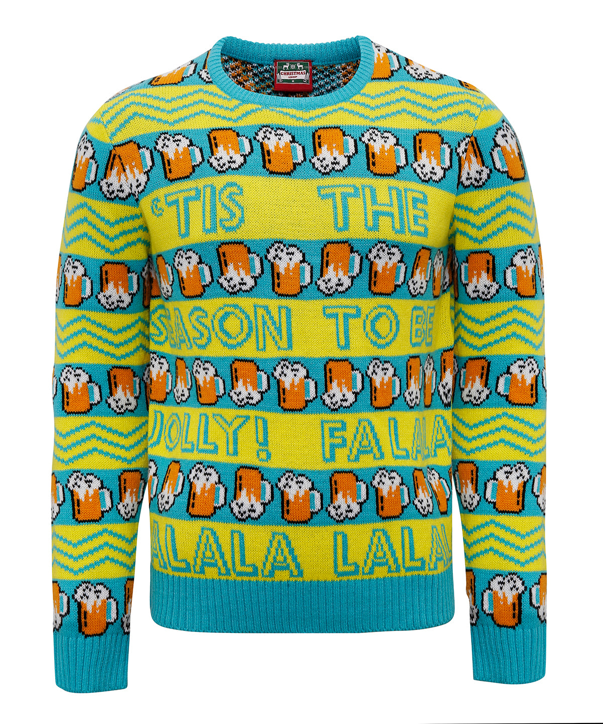 Yellow and Green Beer Glass Christmas Jumper - Yellow/Green