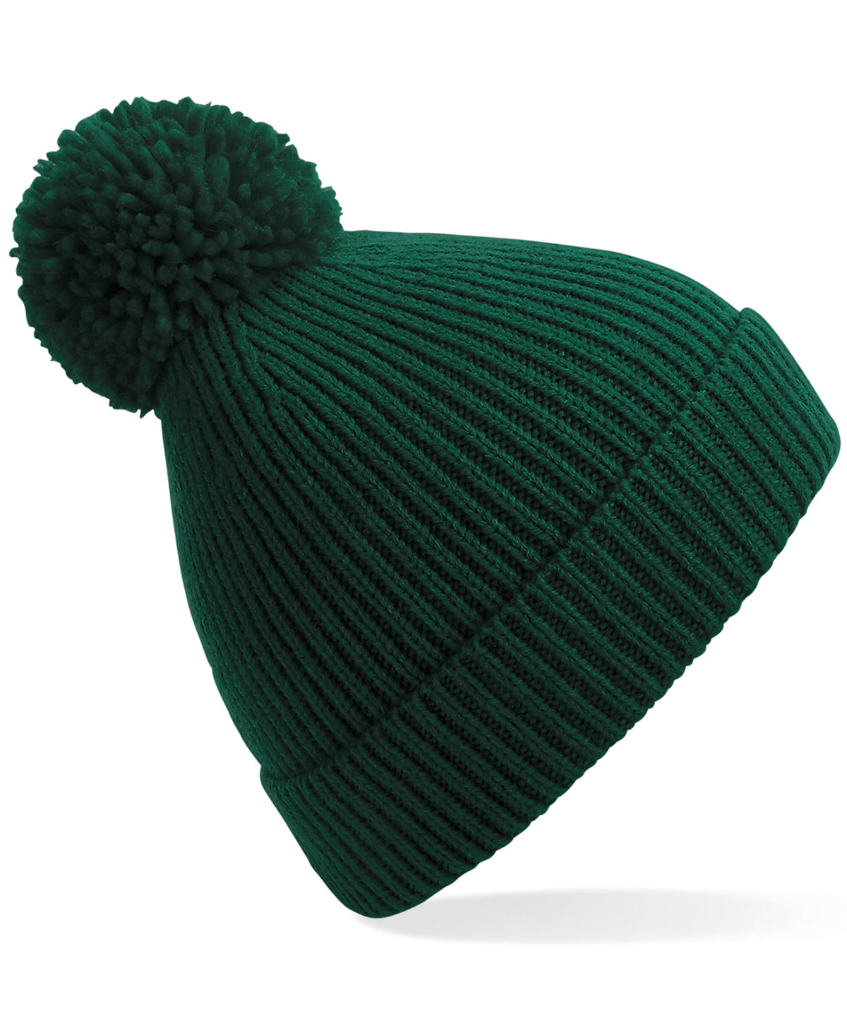Engineered Knit Pom Pom Beanie - Bottle Green