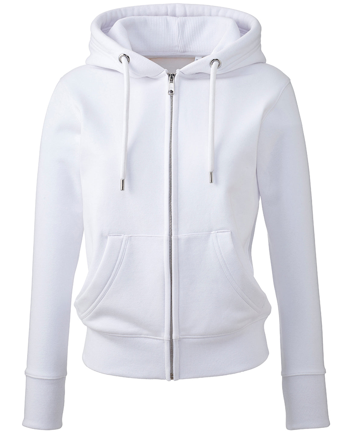 Women's Soft-Feel Full-Zip Organic Cotton Hoodie - White