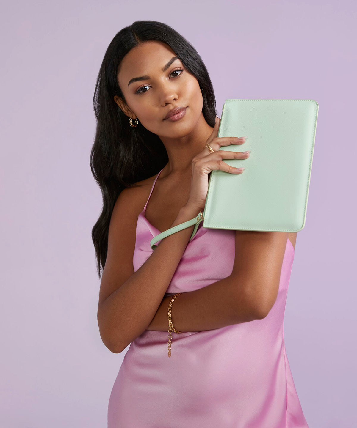 Saffiano Boutique Accessory Pouch Wristlet - Soft Mint