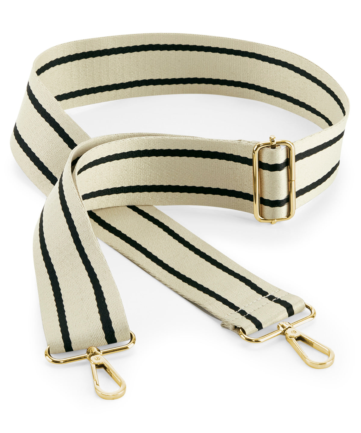 Adjustable Bag Strap with gold metal trims
- Oyster/Black