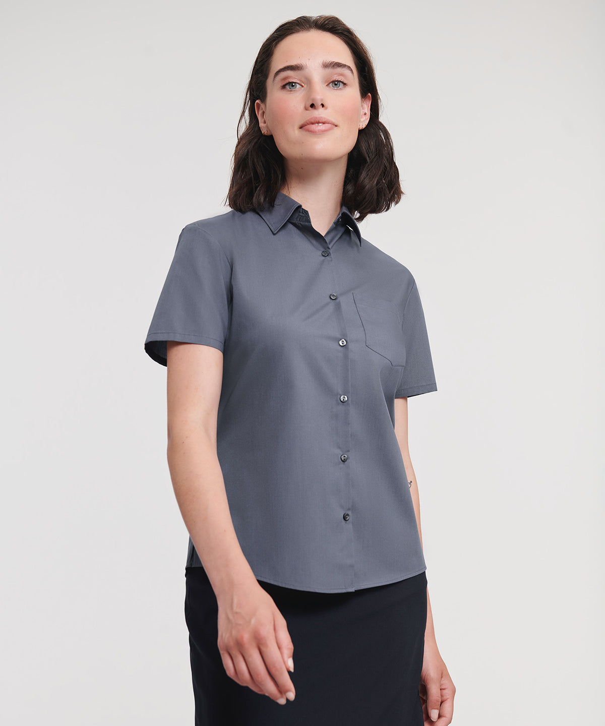Women's Polycotton Poplin Short Sleeve Shirt - Bright Royal