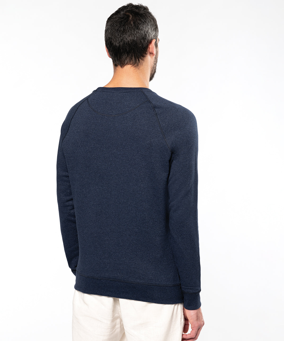 Men's Organic Cotton Sweatshirt with a V neckline - Ocean Blue Heather