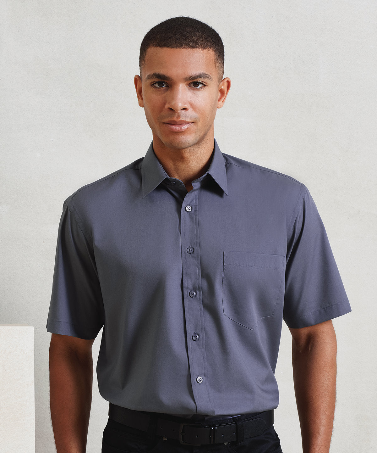 Men's Short Sleeve Poplin Work Shirt - Aubergine