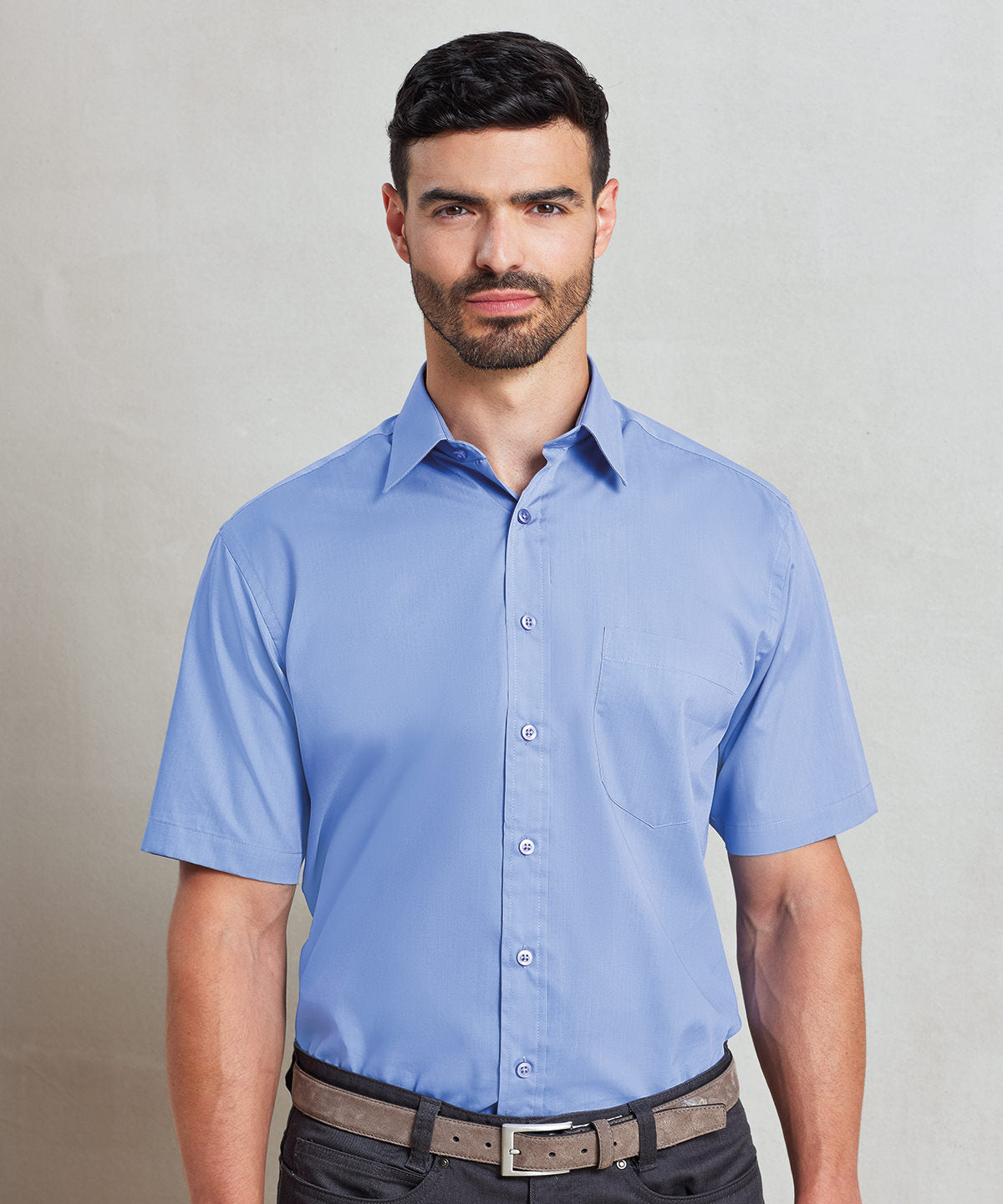 Men's Short Sleeve Poplin Work Shirt - Aqua