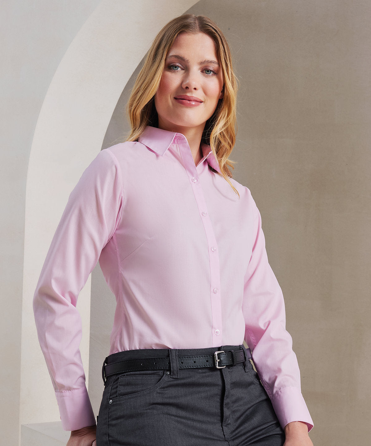 Women's poplin long sleeve blouse