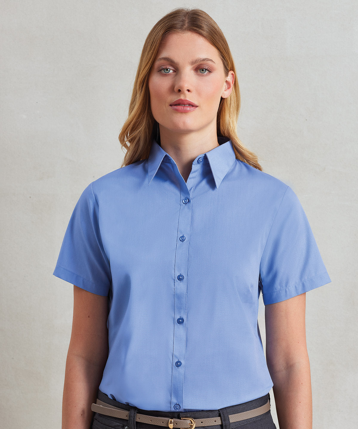 Women's short sleeve poplin blouse