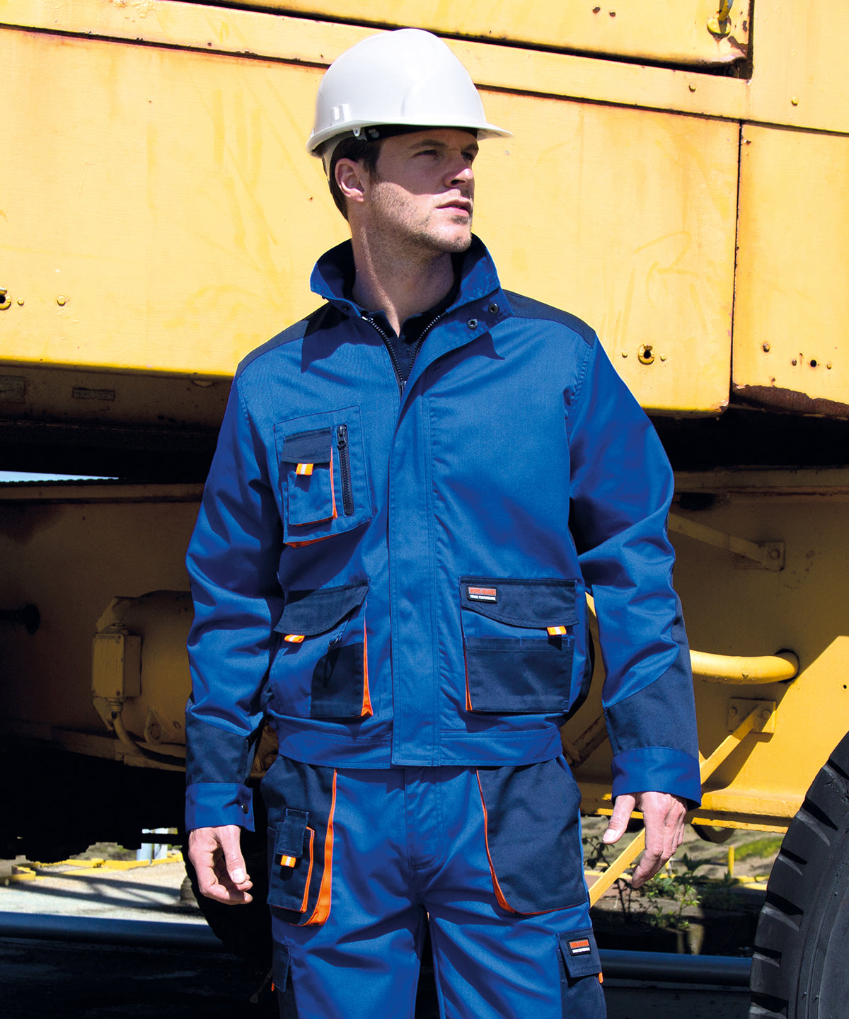 Work-Guard Lite: Breathable, Water-Repellent Jacket - Royal/Navy/Orange