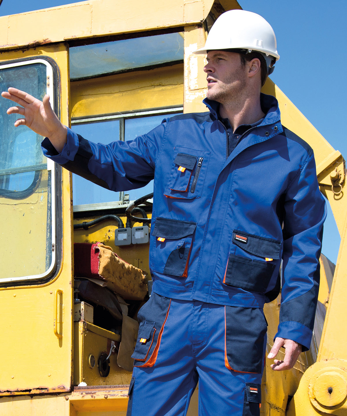 Work-Guard Lite: Breathable, Water-Repellent Jacket - Royal/Navy/Orange