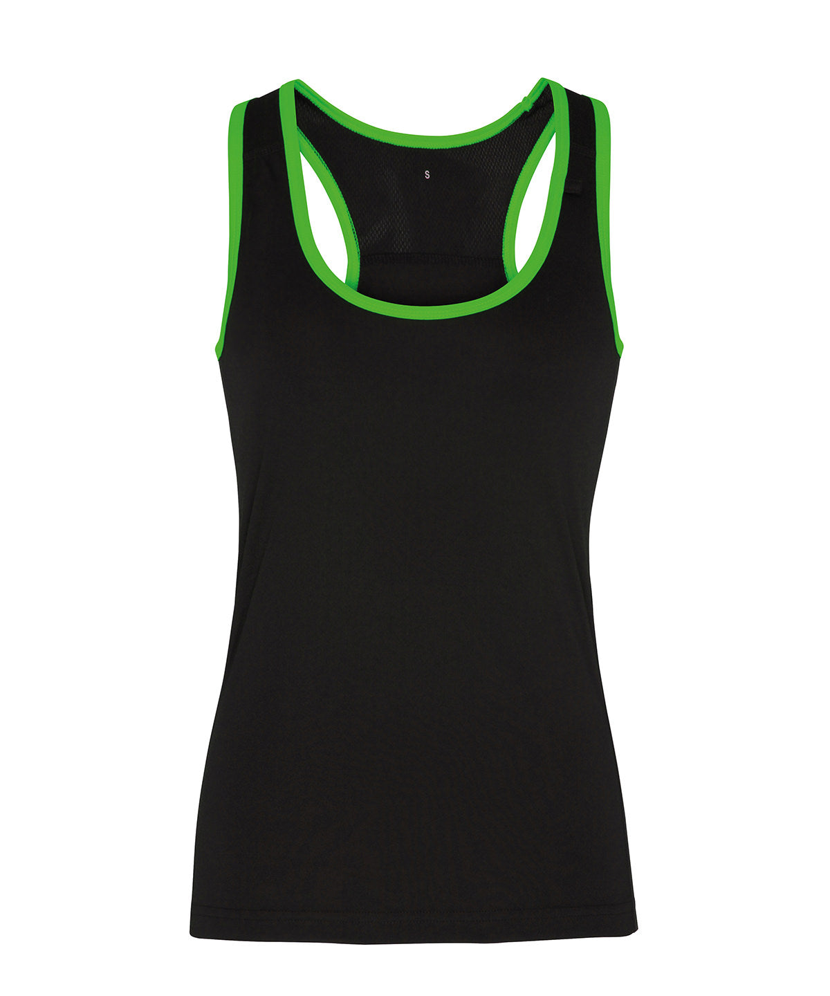 Contrast Seam Womens Sports vest - Black/Lightning Green