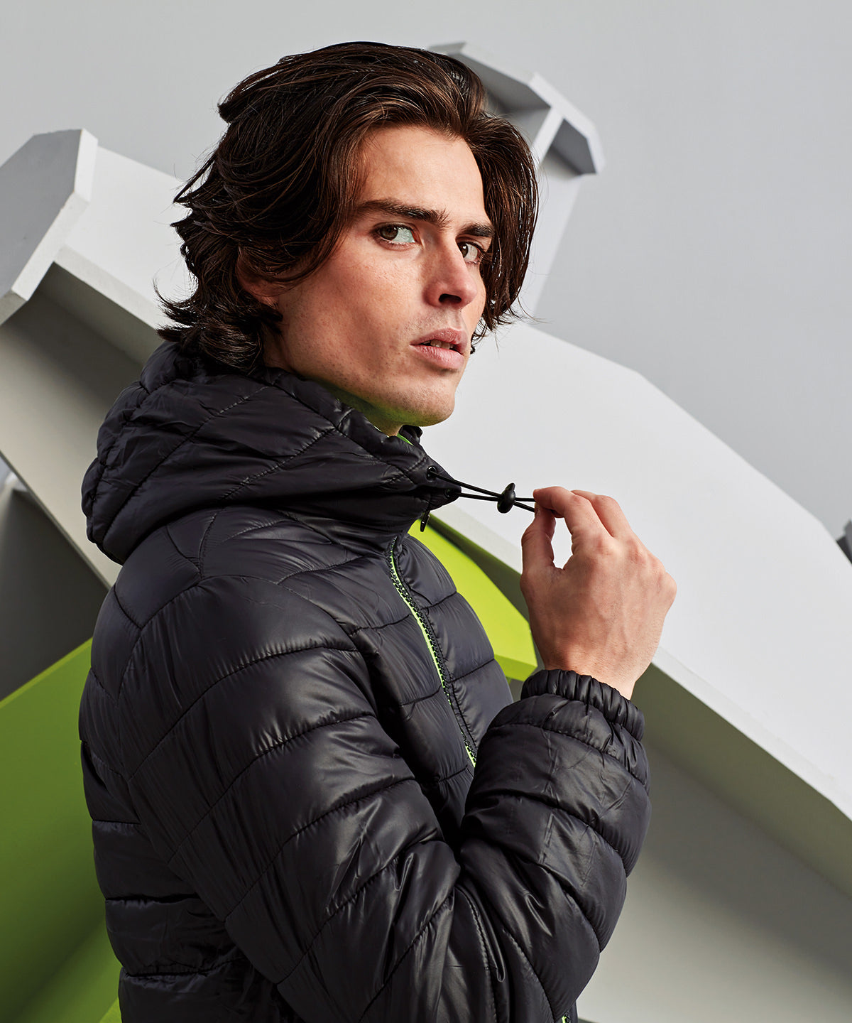 Contrast Lined Padded Jacket - Royal/Grey
