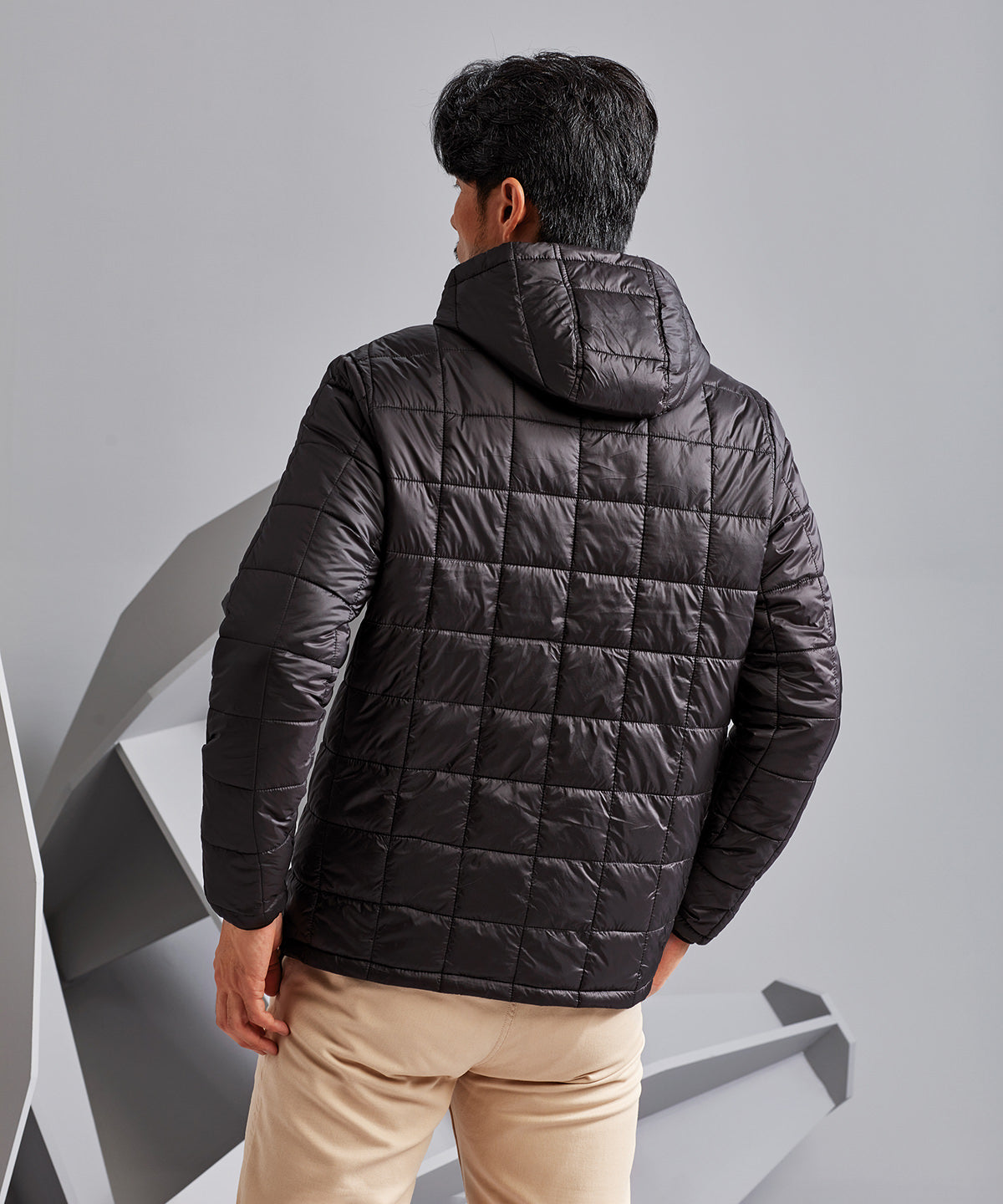Box Quilt Hooded Jacket - Navy