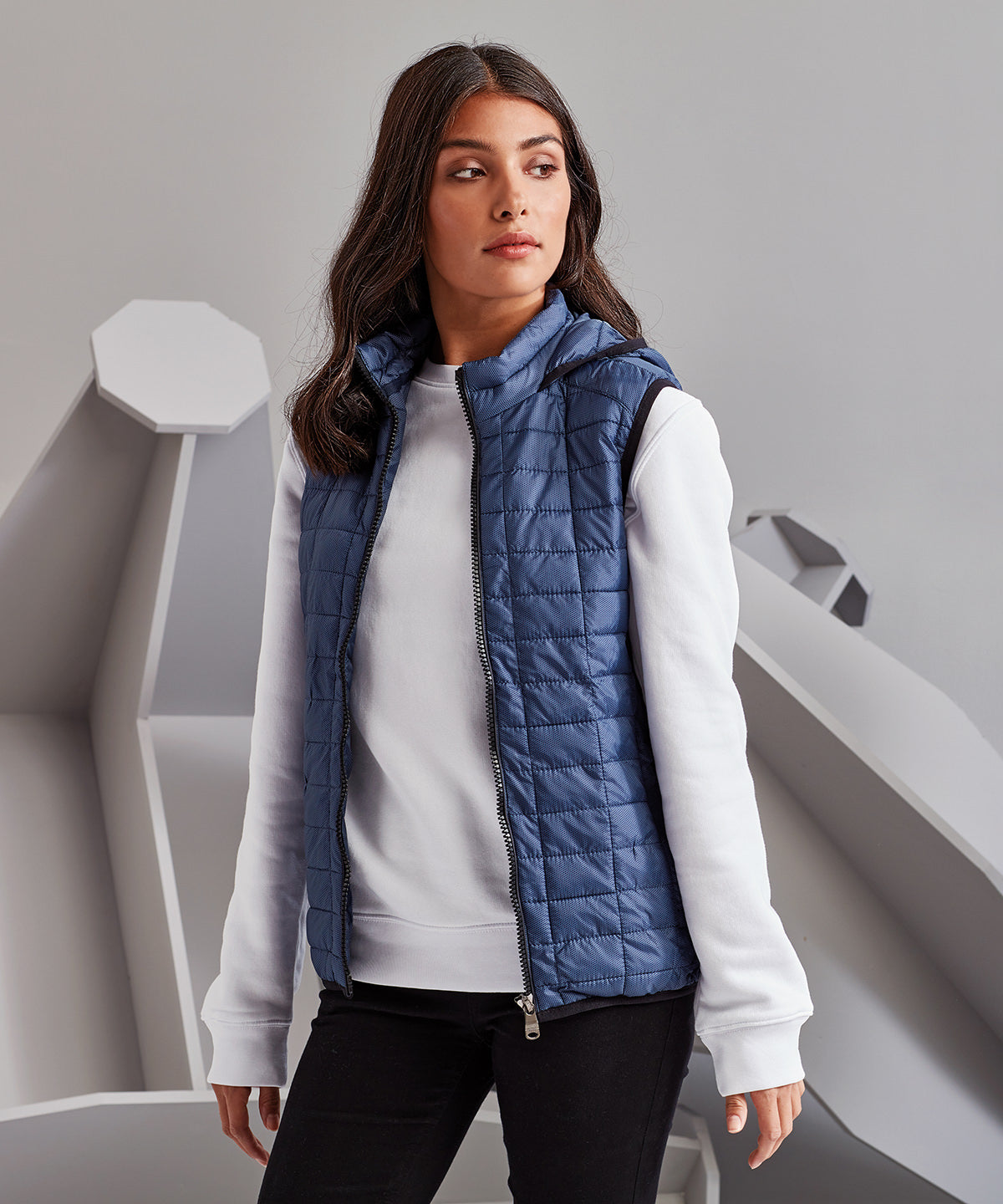 Women's Honeycomb Slim-Fit Hooded Gilet - White