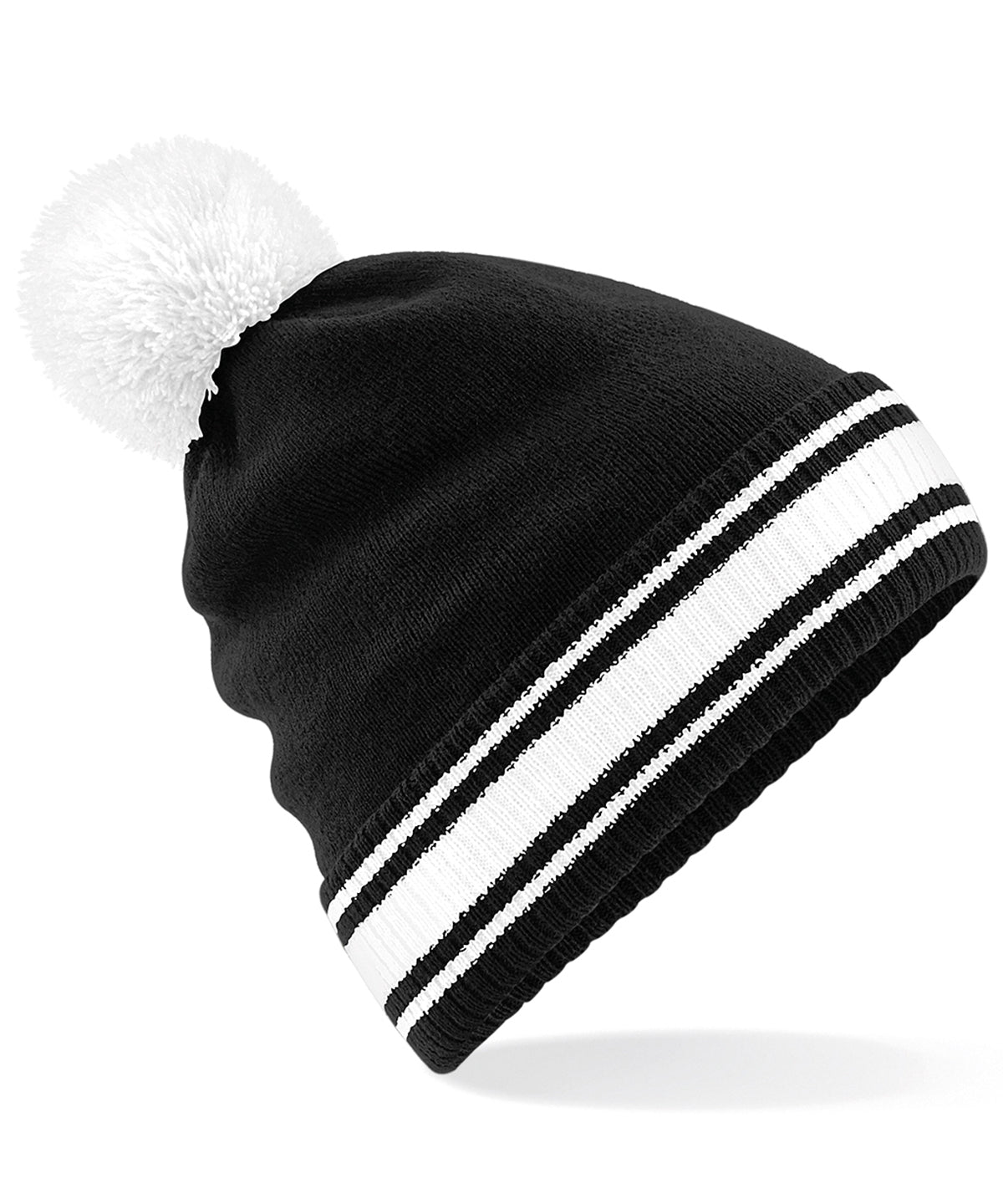 Stadium Beanie with Pom Pom - Black/White