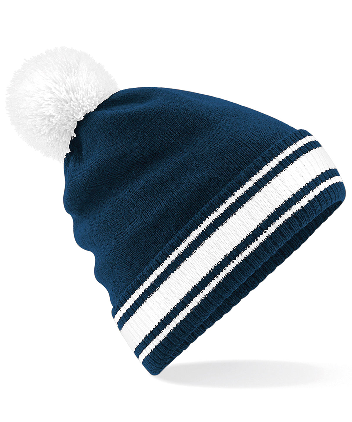 Stadium Beanie with Pom Pom - French Navy/White