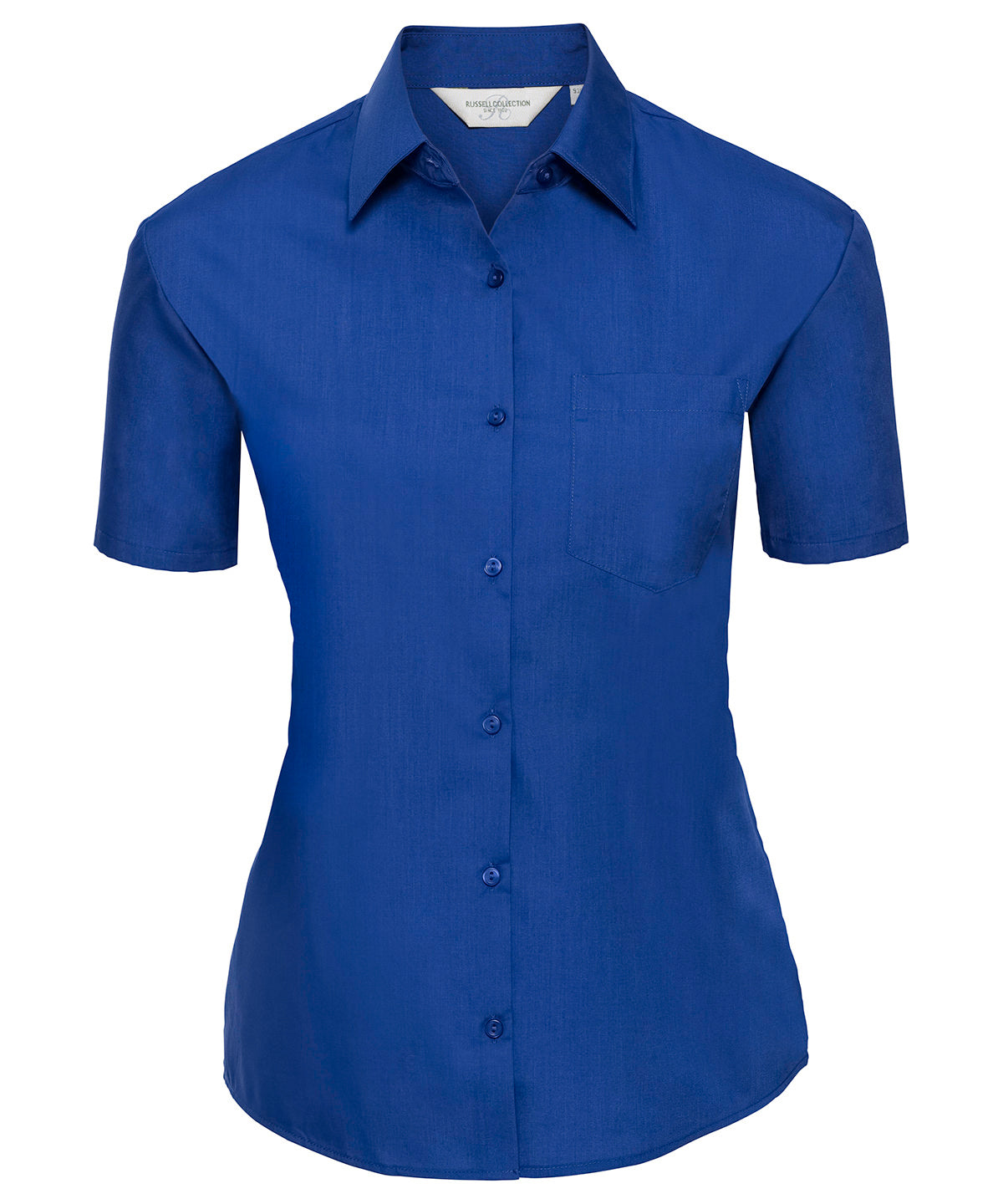 Women's Polycotton Poplin Short Sleeve Shirt - Bright Royal