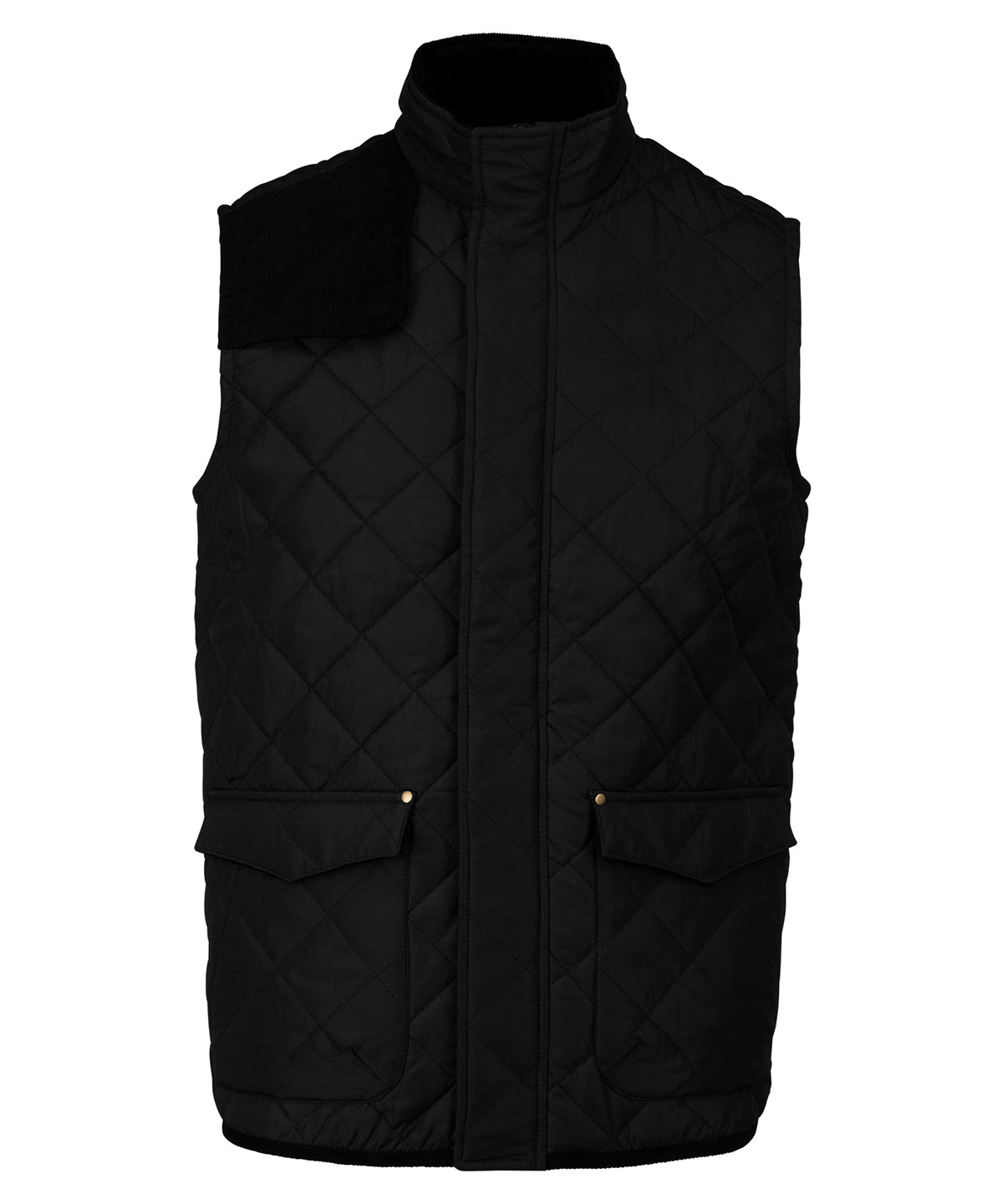 Men's Quilted Bodywarmer with Corduroy Trim - Black/Black