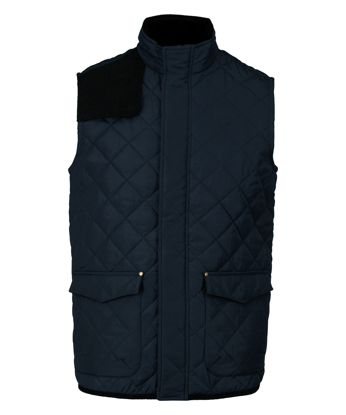 Men's Quilted Bodywarmer with Corduroy Trim - Navy/Black