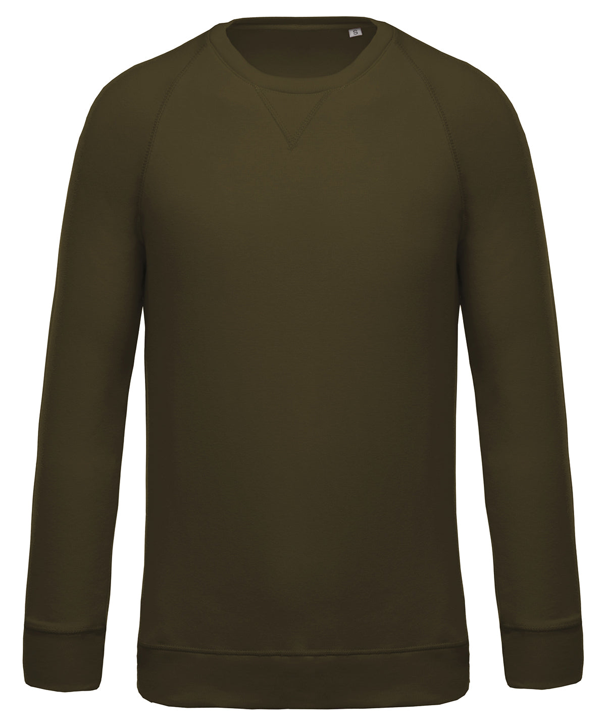 Men's Organic Cotton Sweatshirt with a V neckline - Moss Green