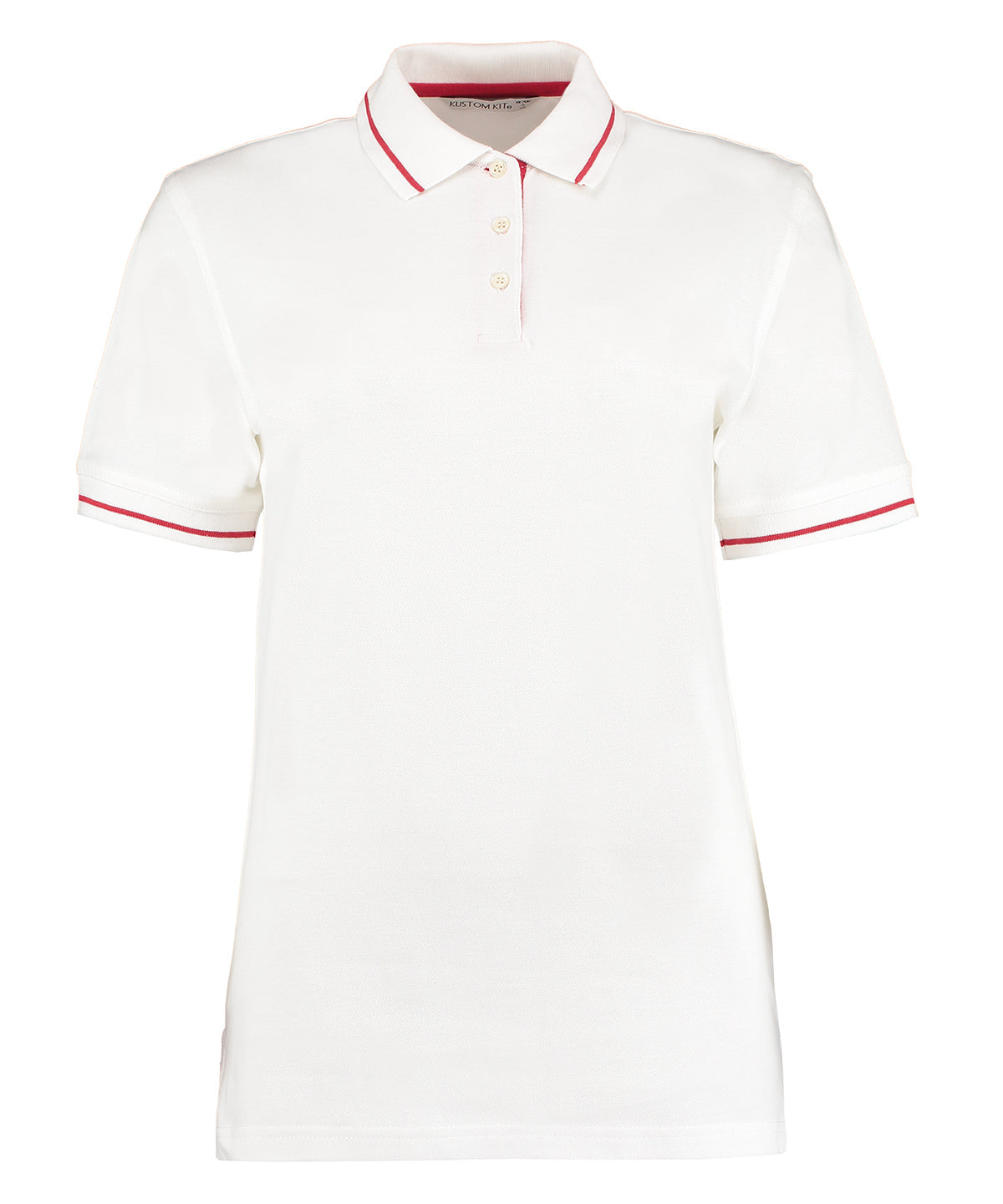 Women's Polo T-shirt with Contrast Trim - White/Red