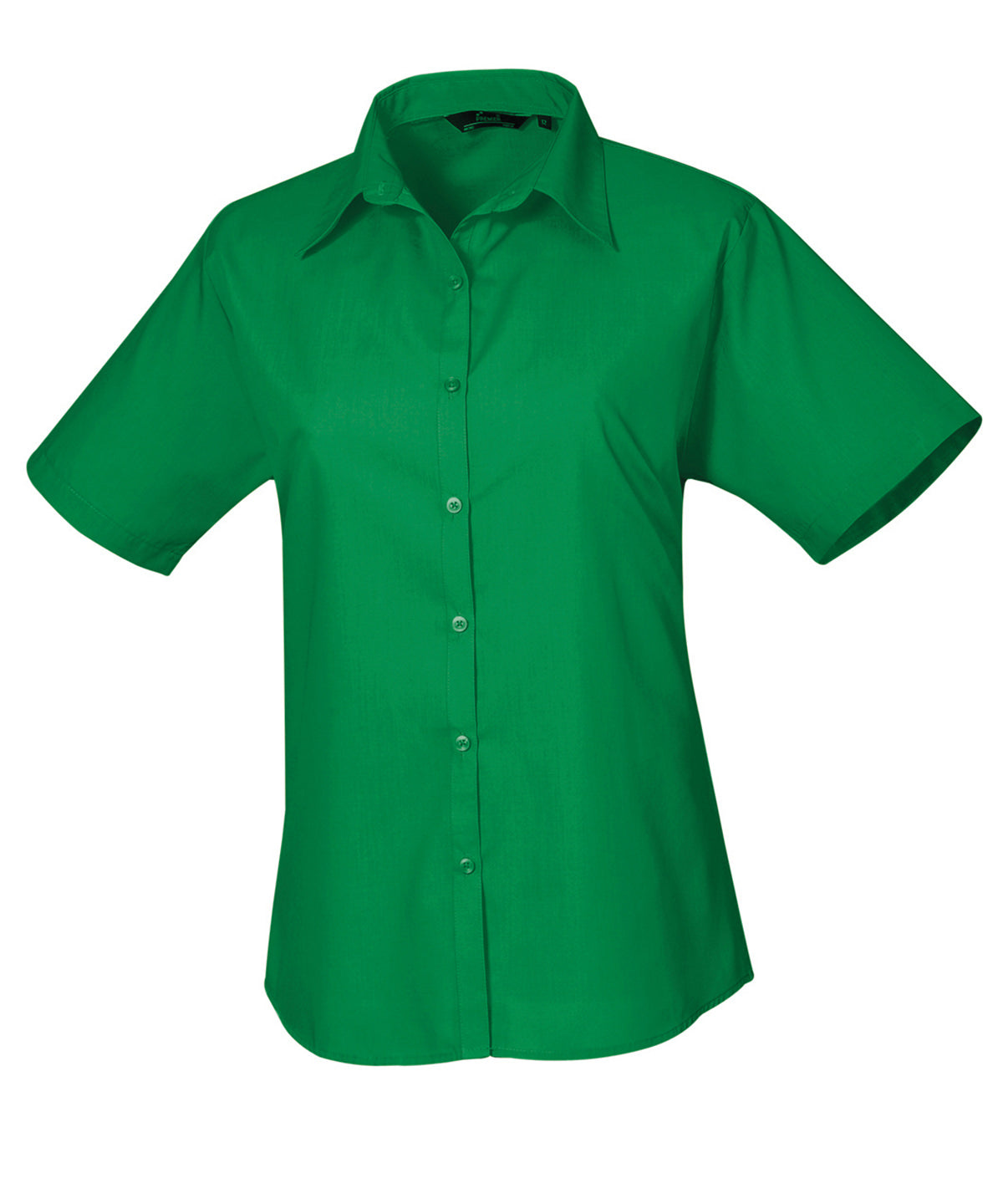 Women's Fitted Short Sleeve Poplin Blouse - Emerald