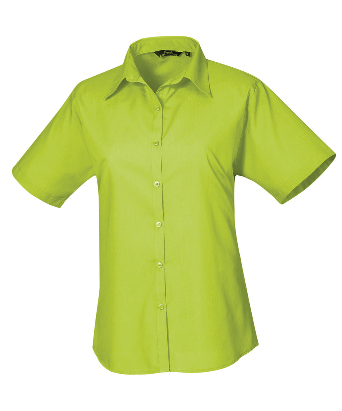 Women's Fitted Short Sleeve Poplin Blouse - Lime