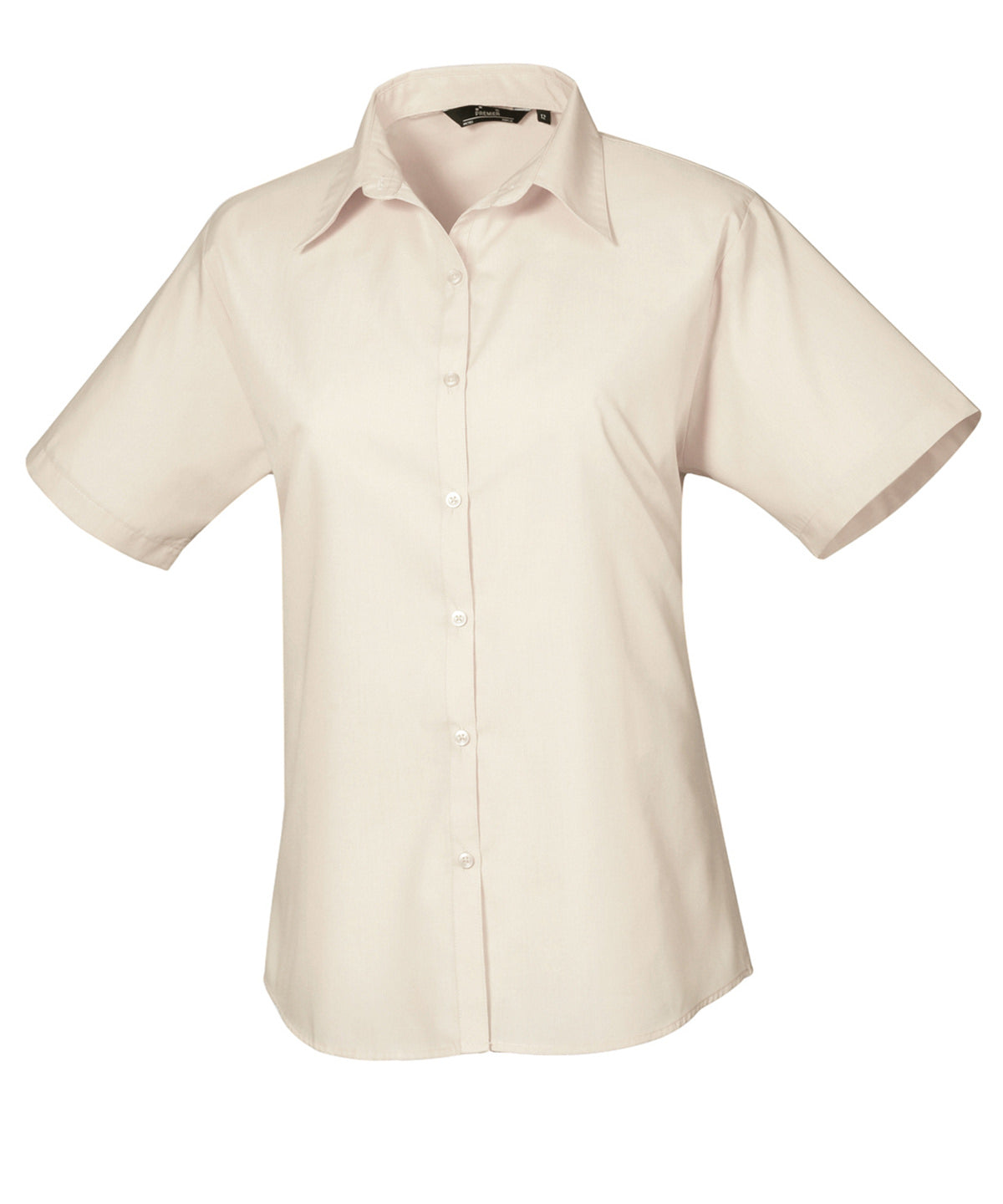 Women's Fitted Short Sleeve Poplin Blouse - Natural