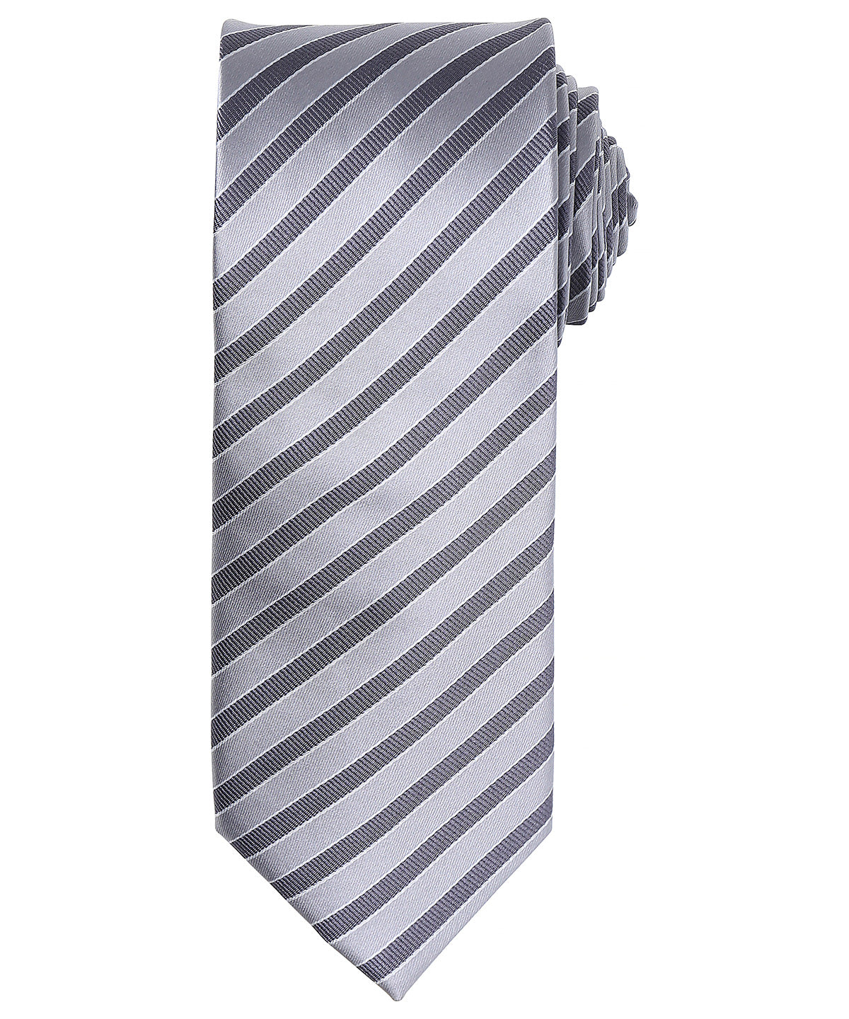 Double Stripe Patterned Business Tie - Silver/Dark Grey