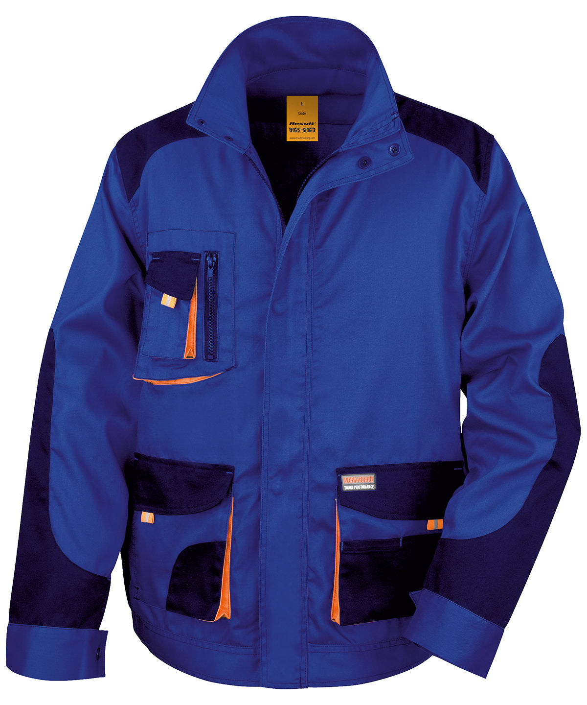 Work-Guard Lite: Breathable, Water-Repellent Jacket - Royal/Navy/Orange