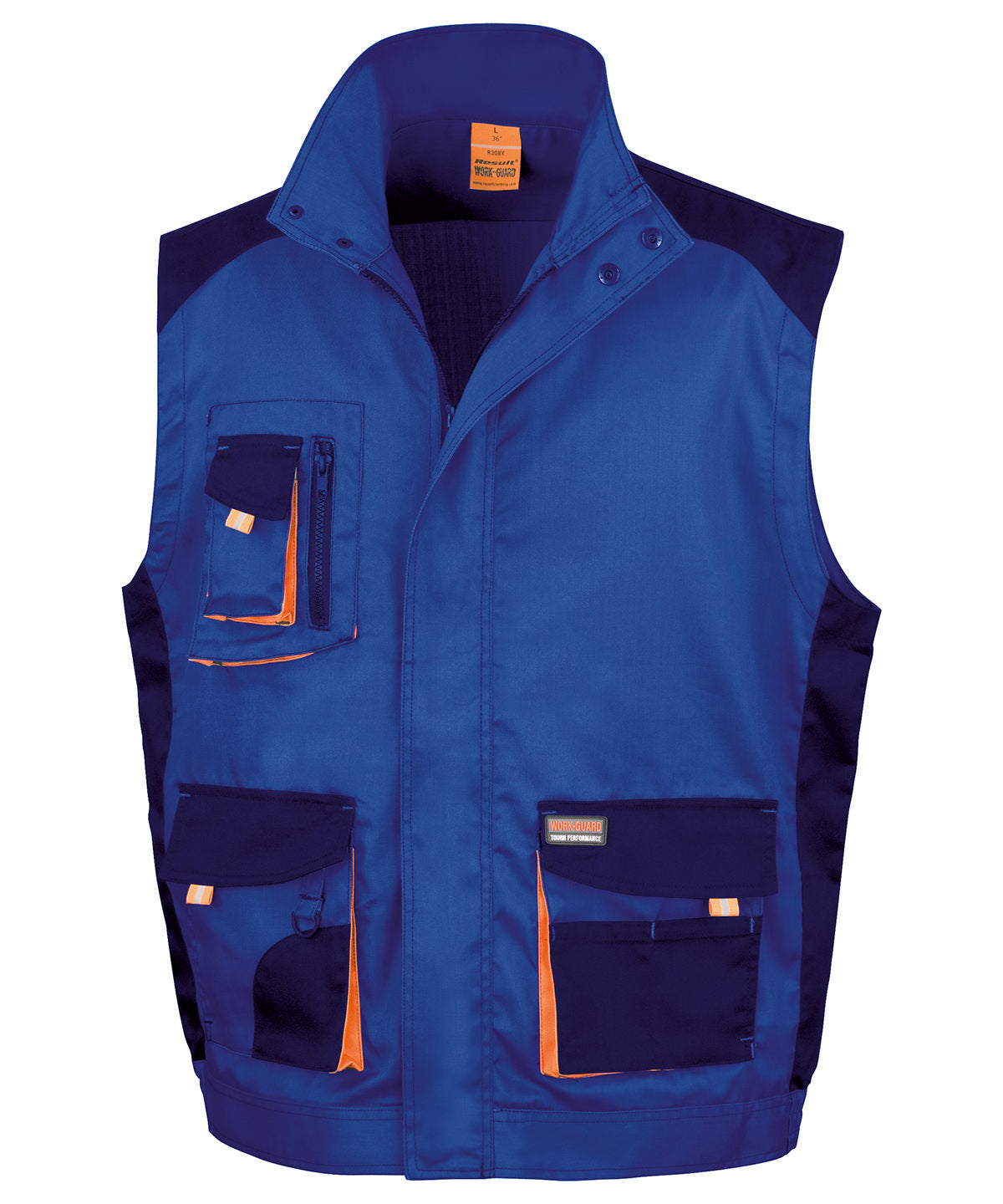 Work-Guard Lite: Breathable, Water-Repellent Gilet - Royal/Navy/Orange