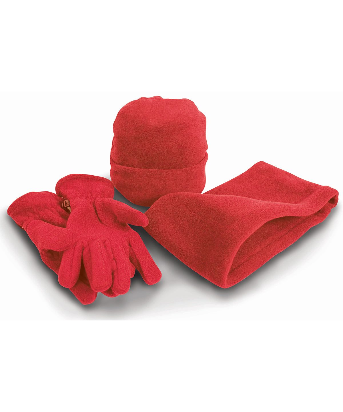 Fleece Hat, Gloves & Neckwarmer Set - Red
