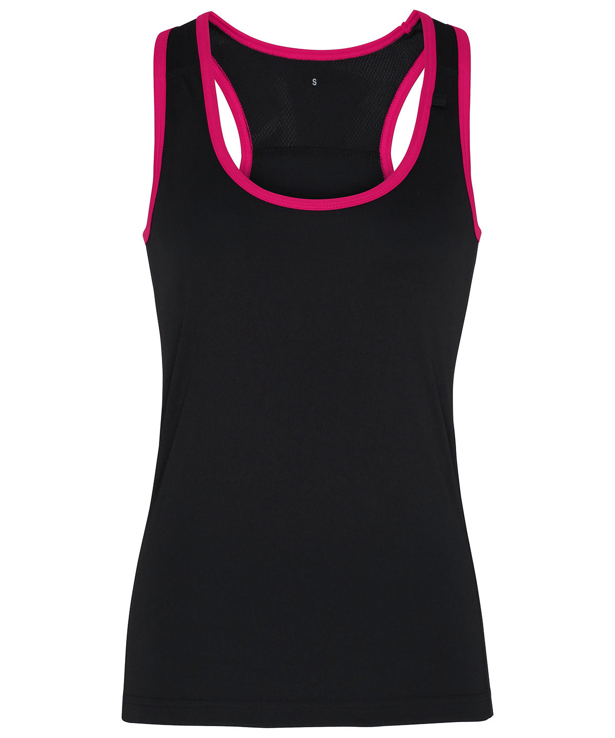 Contrast Seam Womens Sports vest - Black/Hot Pink