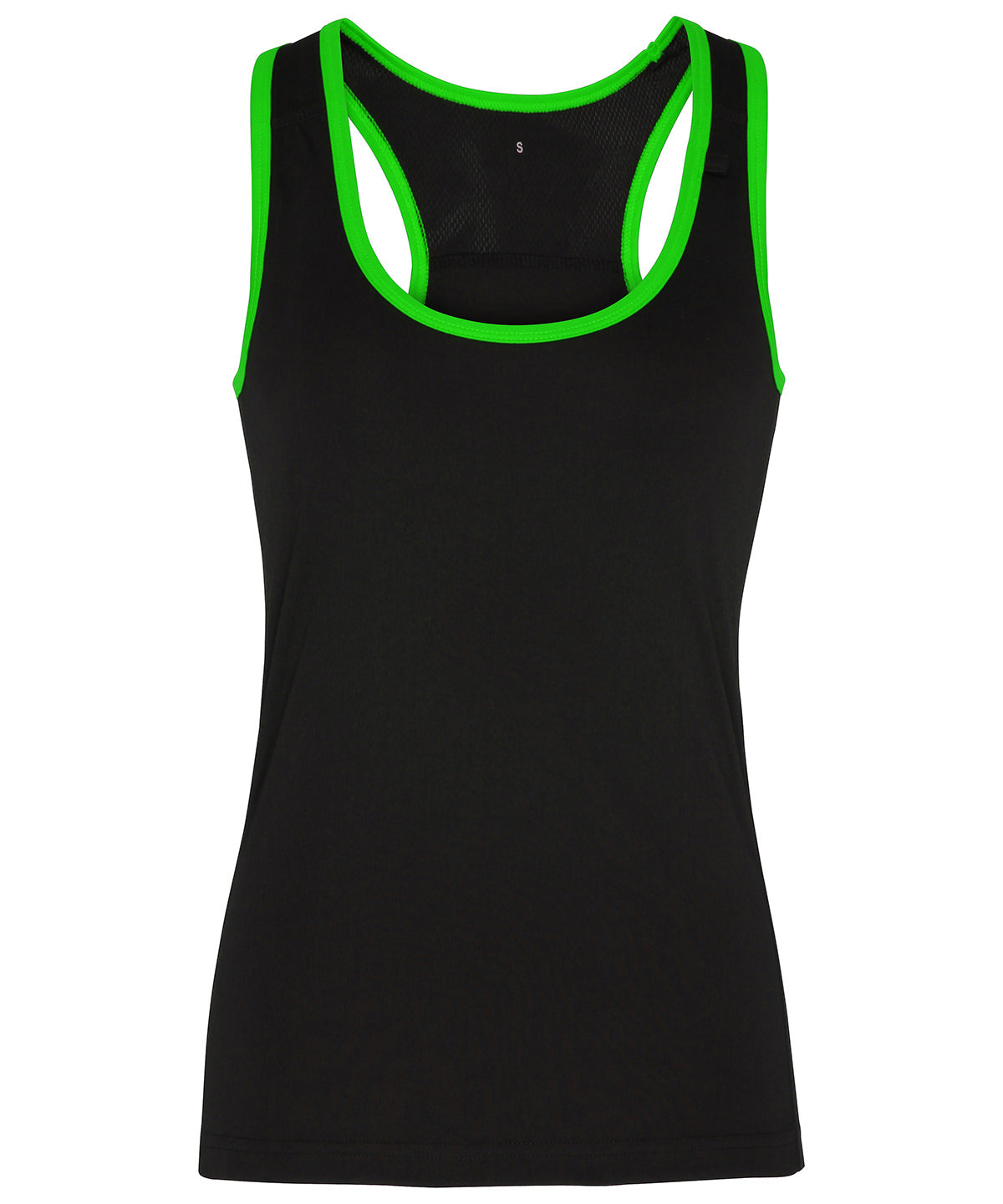 Contrast Seam Womens Sports vest - Black/Lightning Green