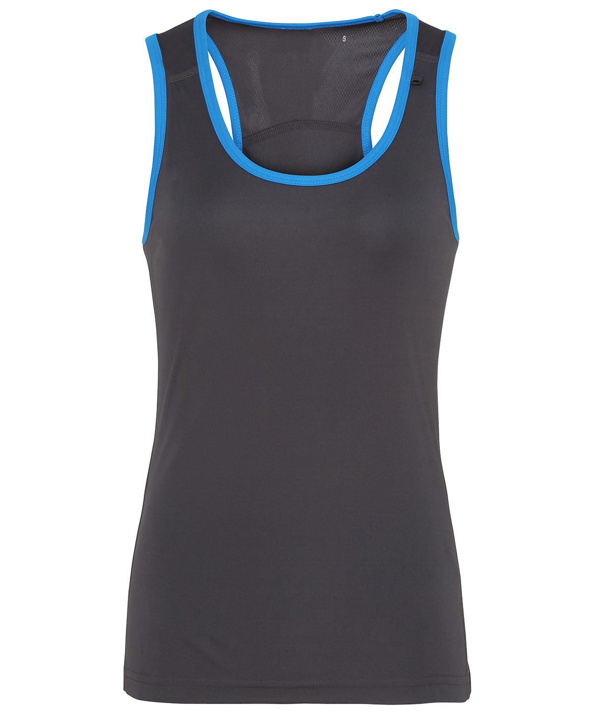 Contrast Seam Womens Sports vest - Charcoal/Sapphire
