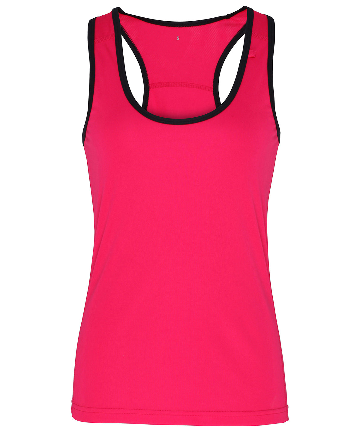 Contrast Seam Womens Sports vest - Hot Pink/Black