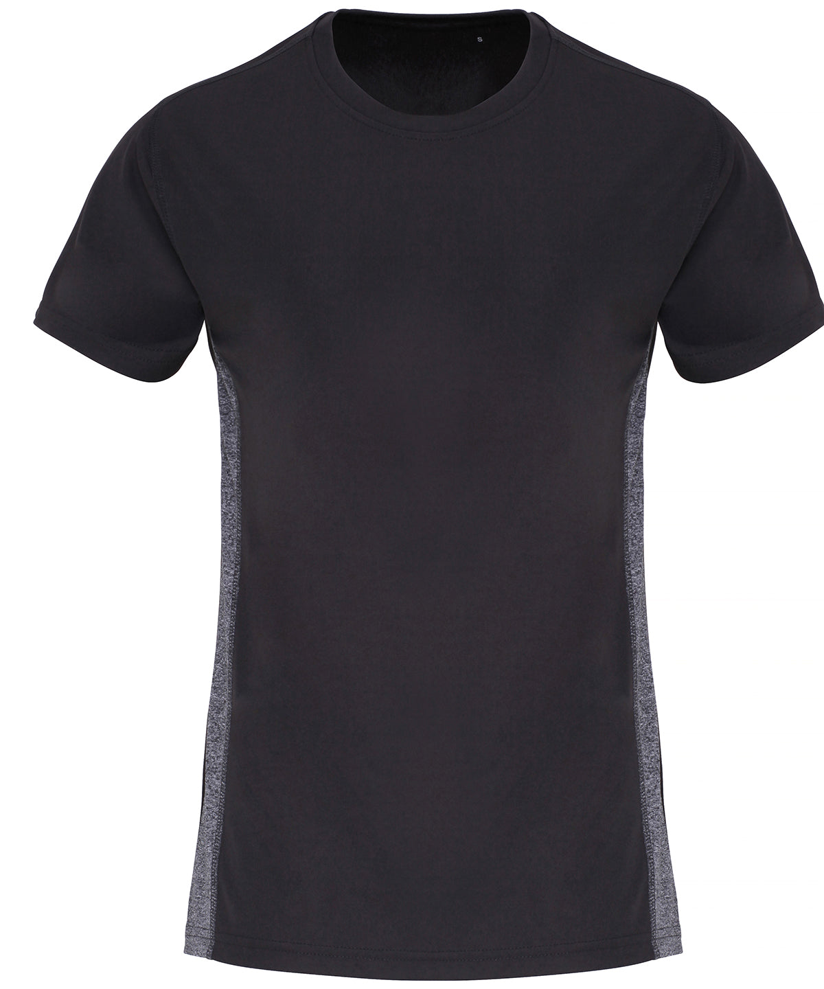 Women's Contrast Panel Performance Sports Tee
 - Charcoal/Black Melange