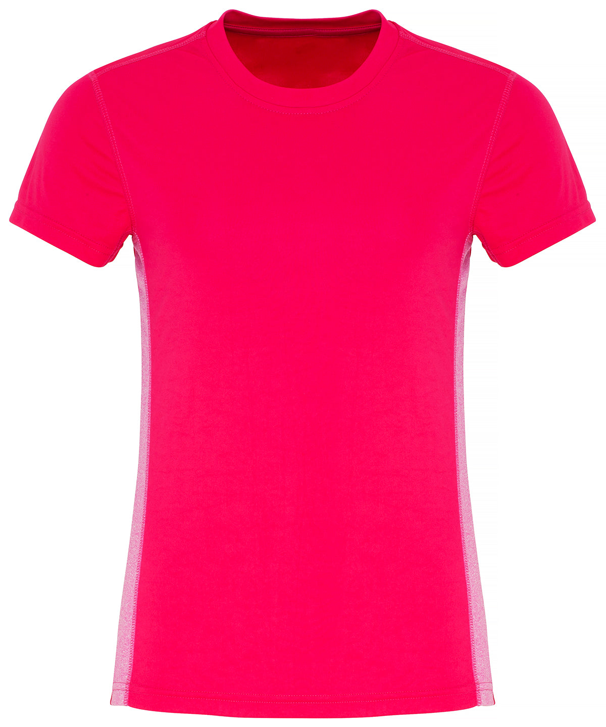 Women's Contrast Panel Performance Sports Tee
 - Hot Pink/Pink Melange