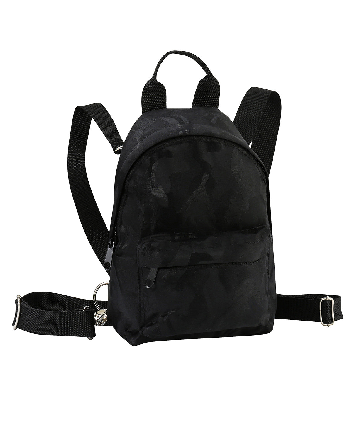 Camo Mini Backpack - Adjustable Straps & Pockets - Black Camo