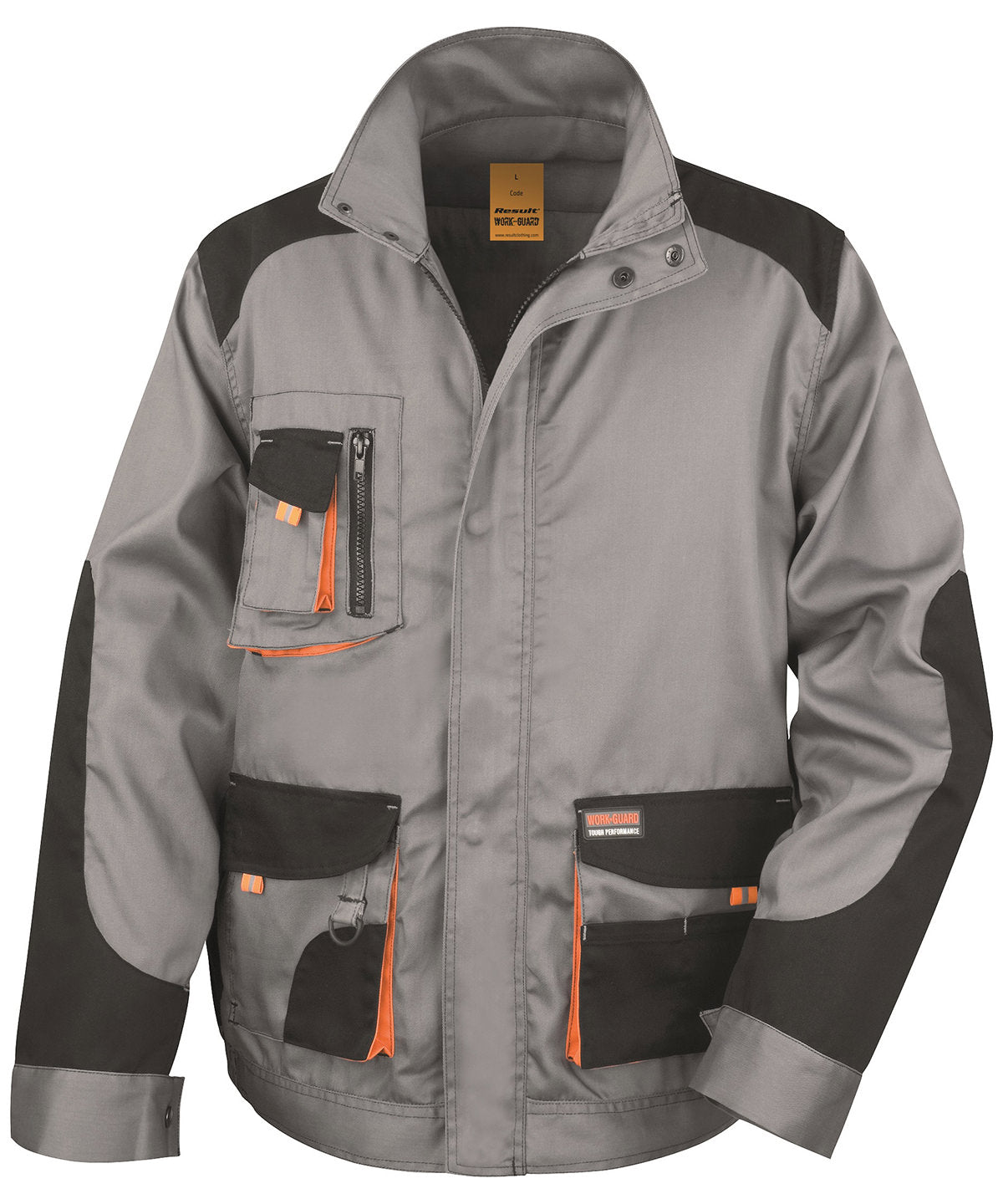 Work-Guard Lite: Breathable, Water-Repellent Jacket - Grey  Black/Orange