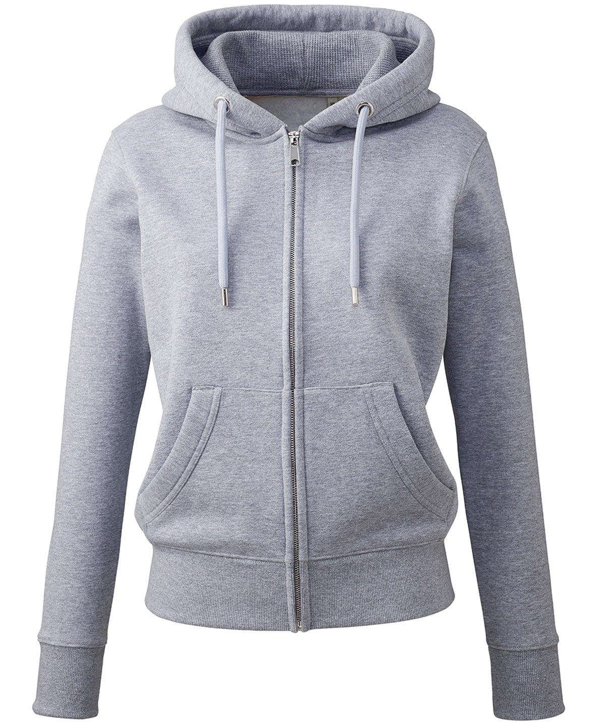 Women's Soft-Feel Full-Zip Organic Cotton Hoodie - Grey Marl