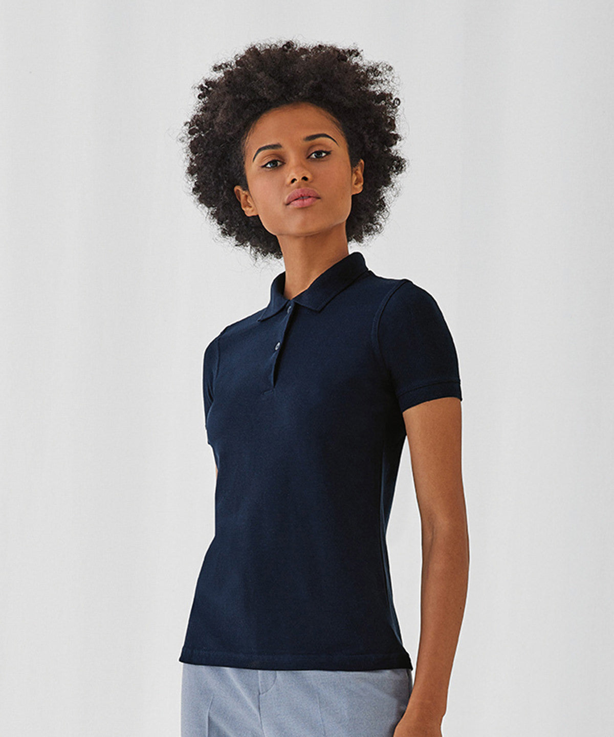 Slim-fit Womens short-sleeve polo with a rib knit collar - White*