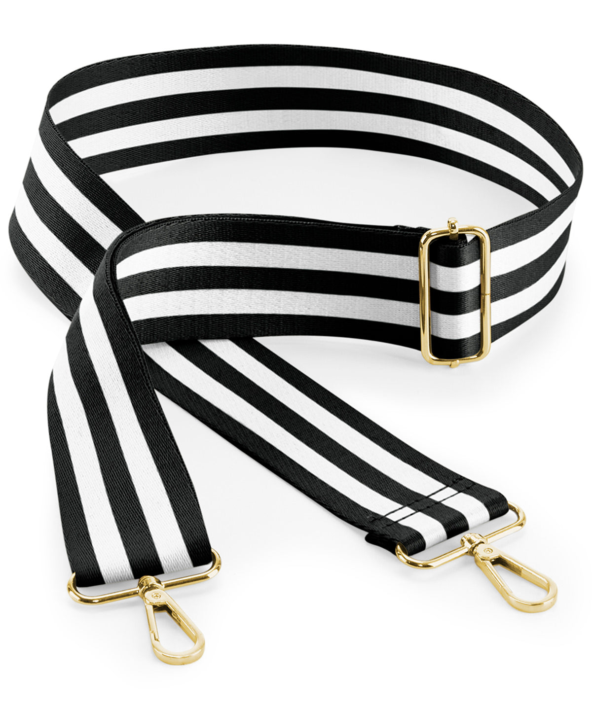 Adjustable Bag Strap with gold metal trims
 - Black/White
