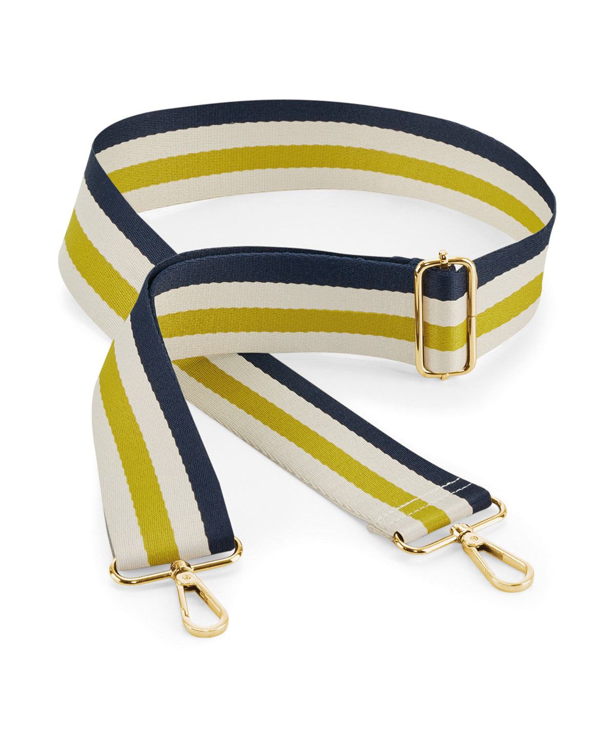 Adjustable Bag Strap with gold metal trims
 - Navy/Oyster/Yellow
