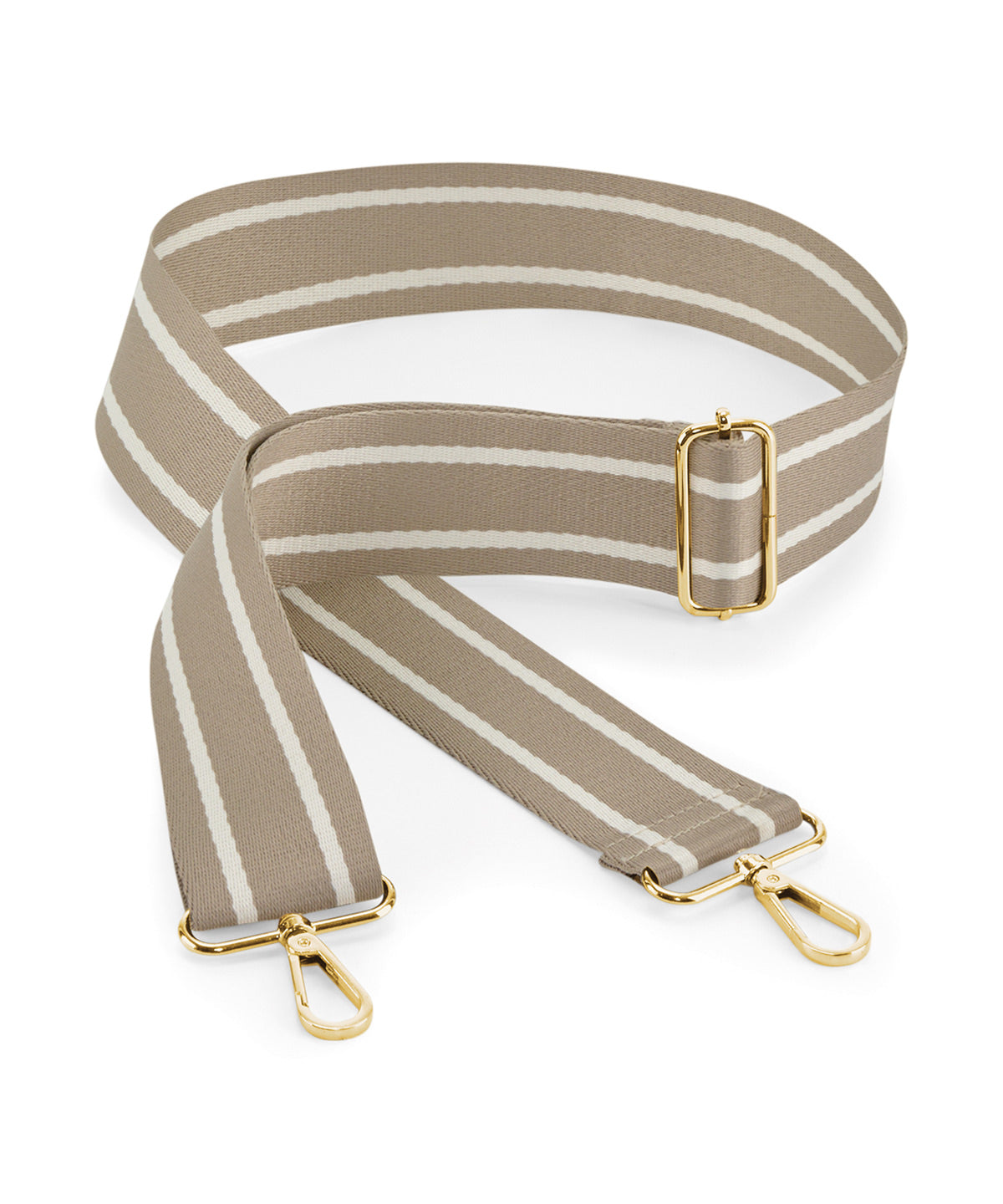 Adjustable Bag Strap with gold metal trims
 - Taupe/Oyster