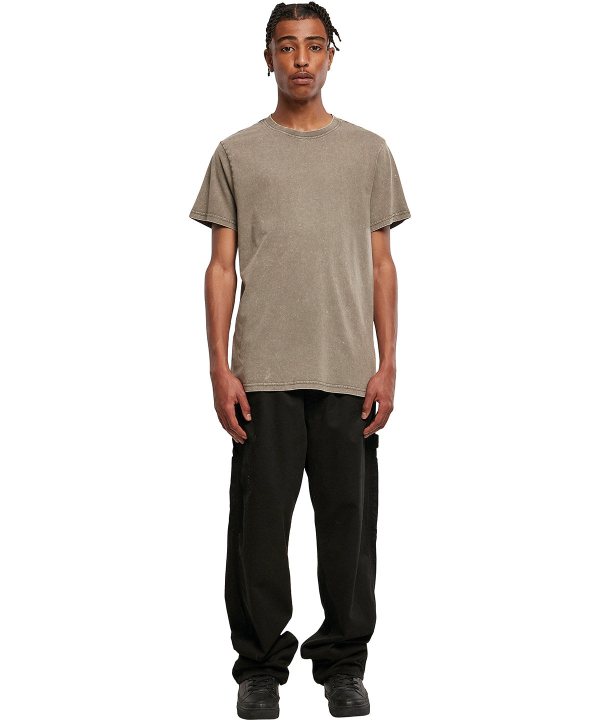 Regular Fit Acid Wash Tee  - Baltic Blue