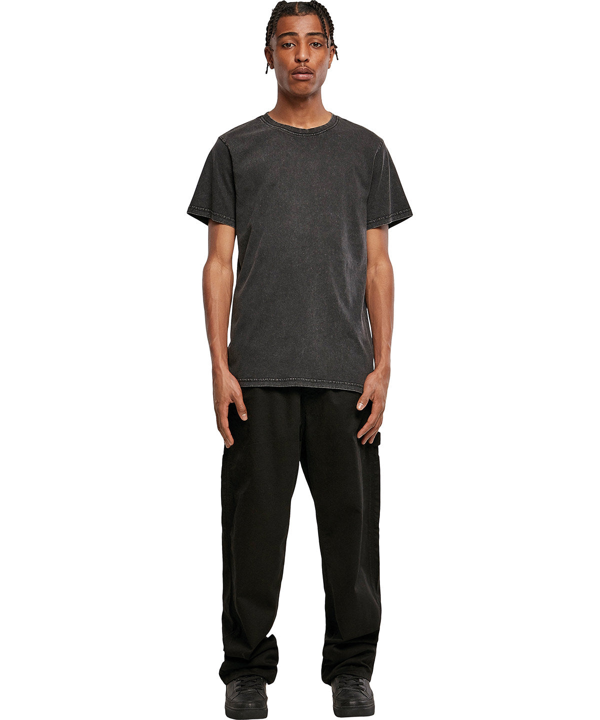 Regular Fit Acid Wash Tee  - Baltic Blue