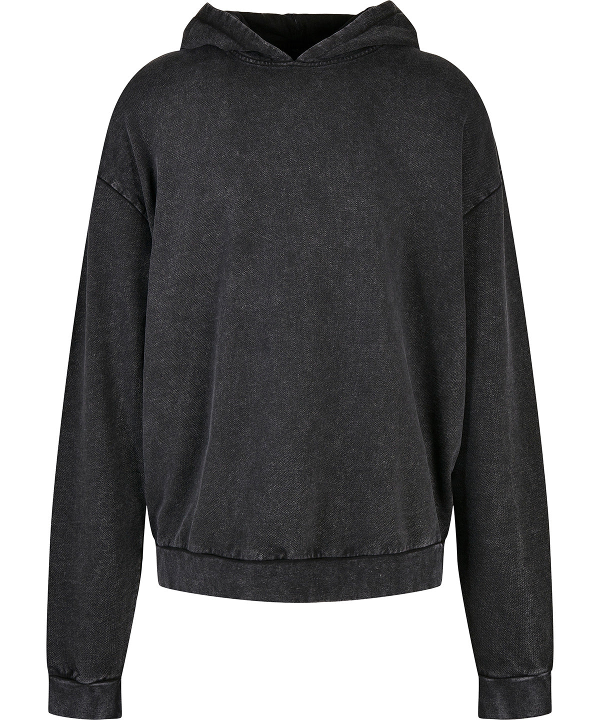 Confident Oversized Acid Wash Hoodie - Black