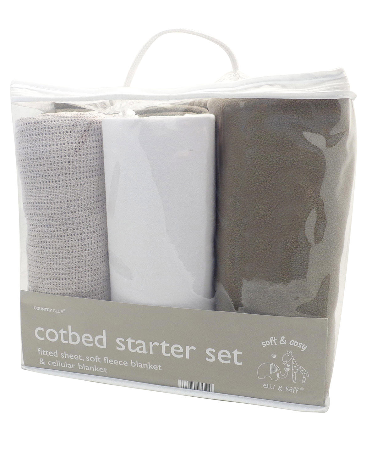 Baby Cot Bed 3-Piece Starter Set - Dark Grey/White