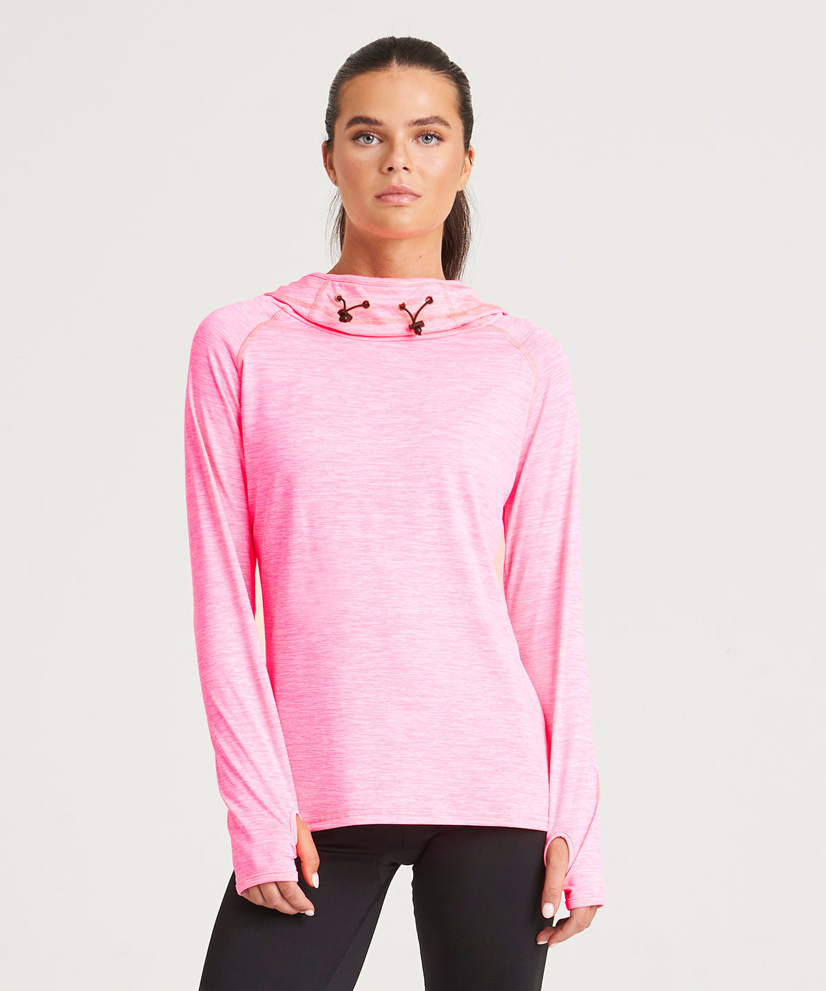 Women's Cool Cowl Neck Active Top - Black Slate Melange